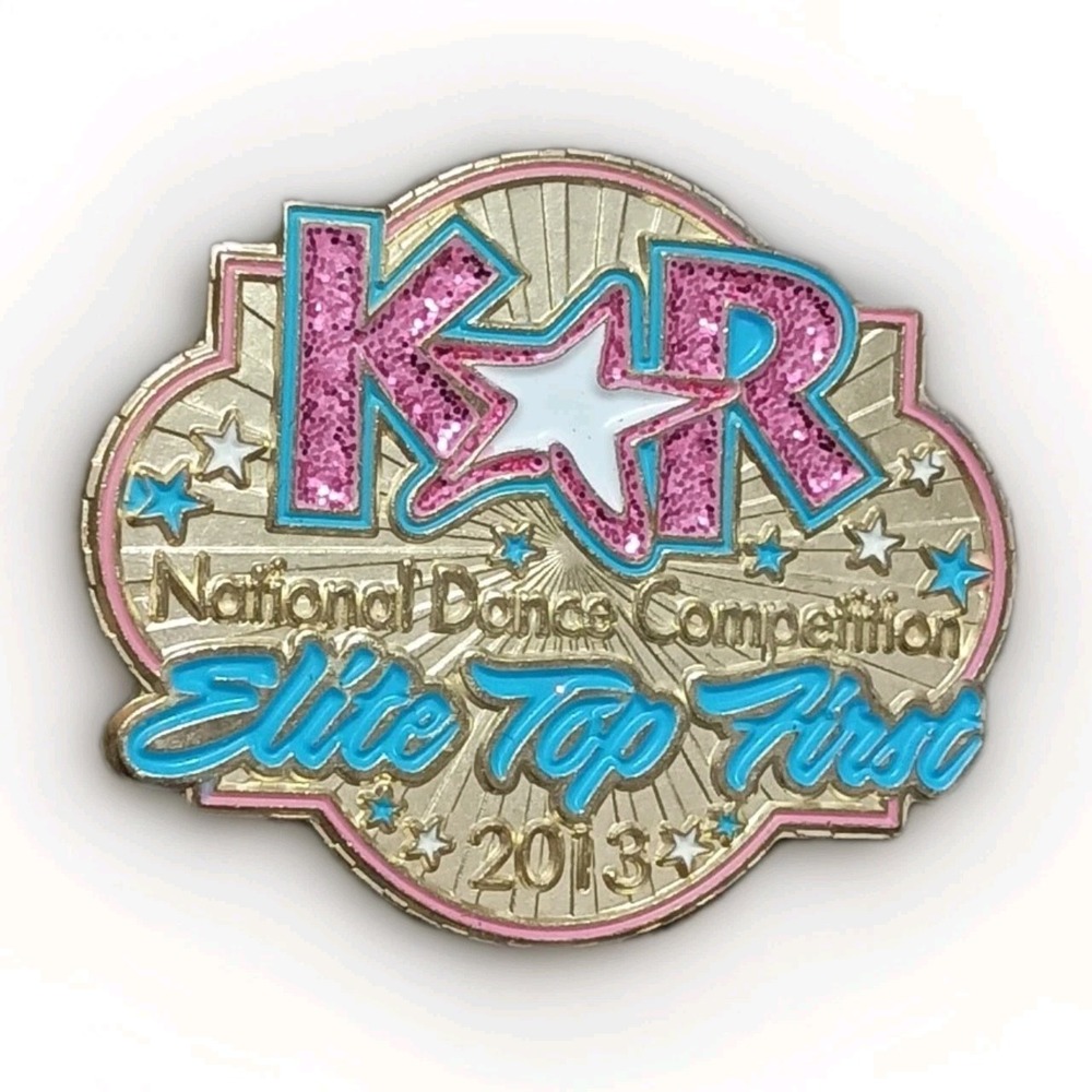 2013 KAR National Dance Competition Elite Top First Award Lapel Pin Pink Blue